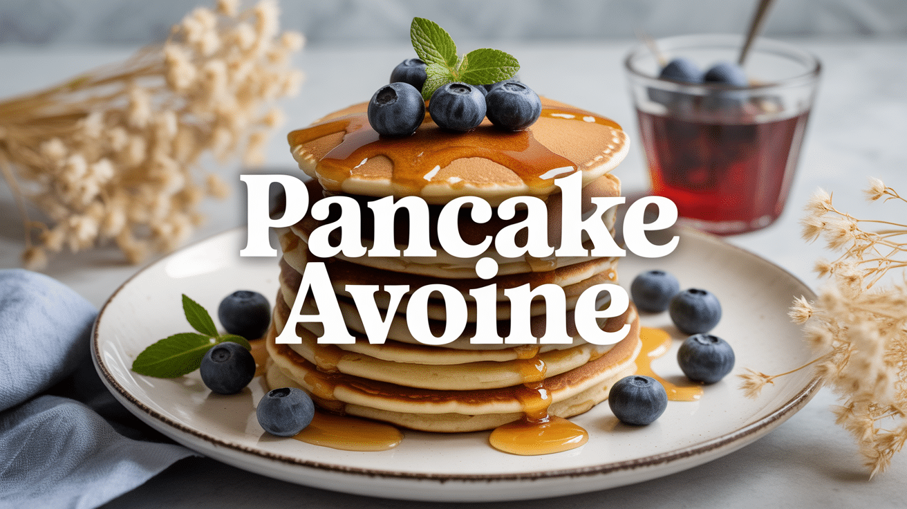 Pancake avoine doré avec myrtilles et sirop érable