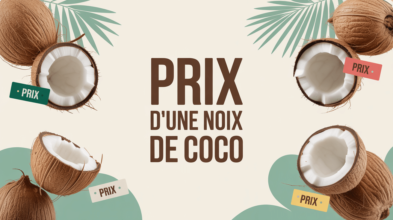 prix d une noix de coco entieres ouvertes etiquettes tropical