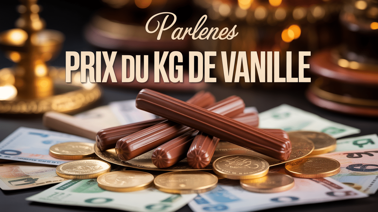 Balance vintage et vanille illustrant prix du kg de vanille