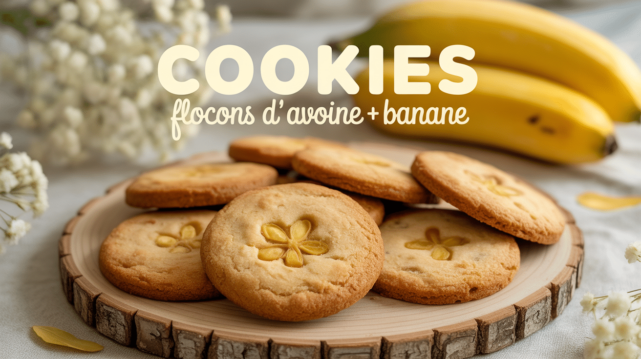 Cookies moelleux recette cookie flocons d'avoine banane sur assiette