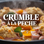 recette crumble a la peche dans plat cuisson sable vapeur