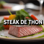 recette de steak de thon grillé avec légumes et traces de grillade