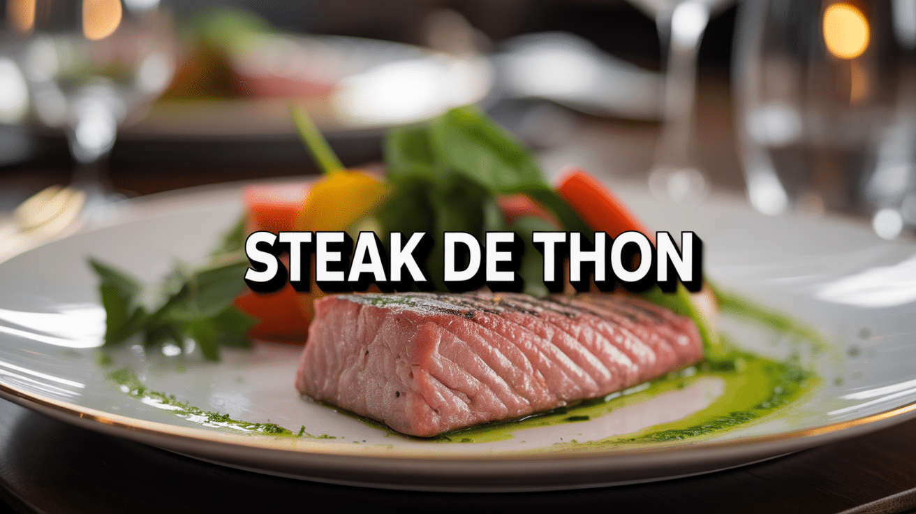 recette de steak de thon grillé avec légumes et traces de grillade