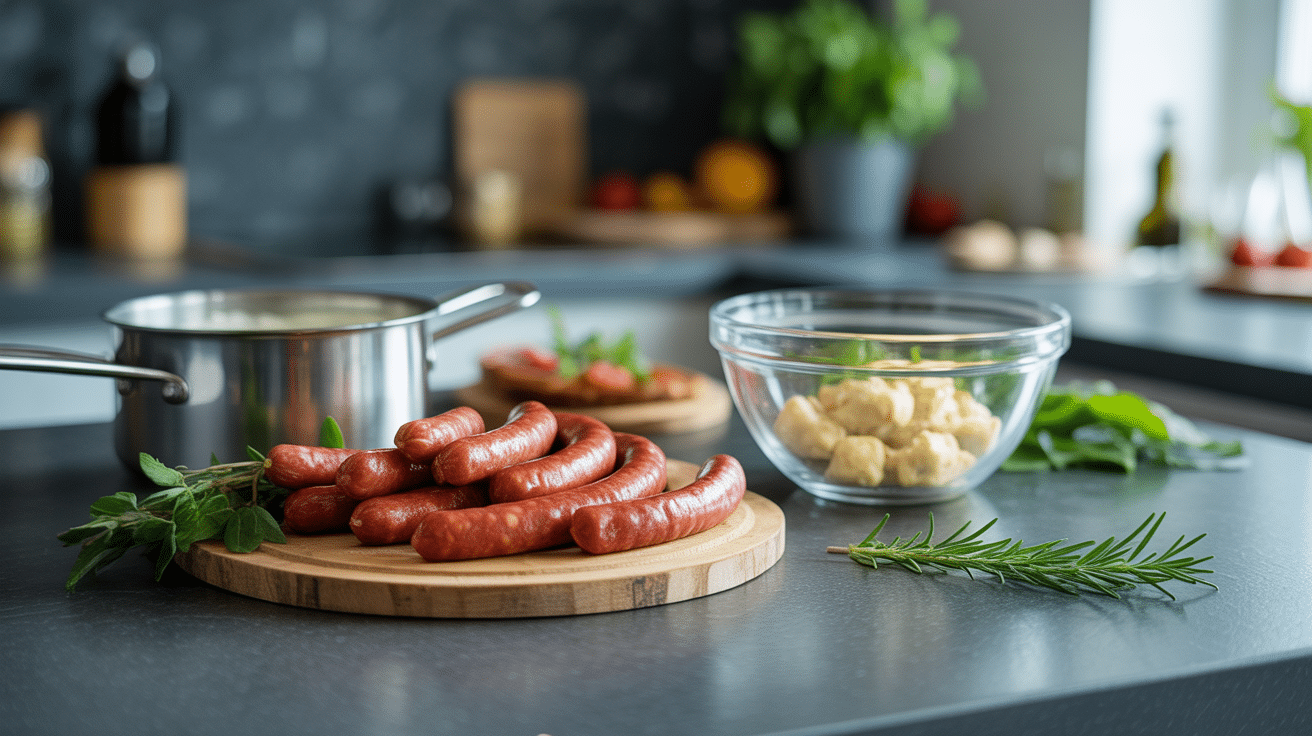 Recette pâte saucisse creme fraîche ingrédients en cuisine