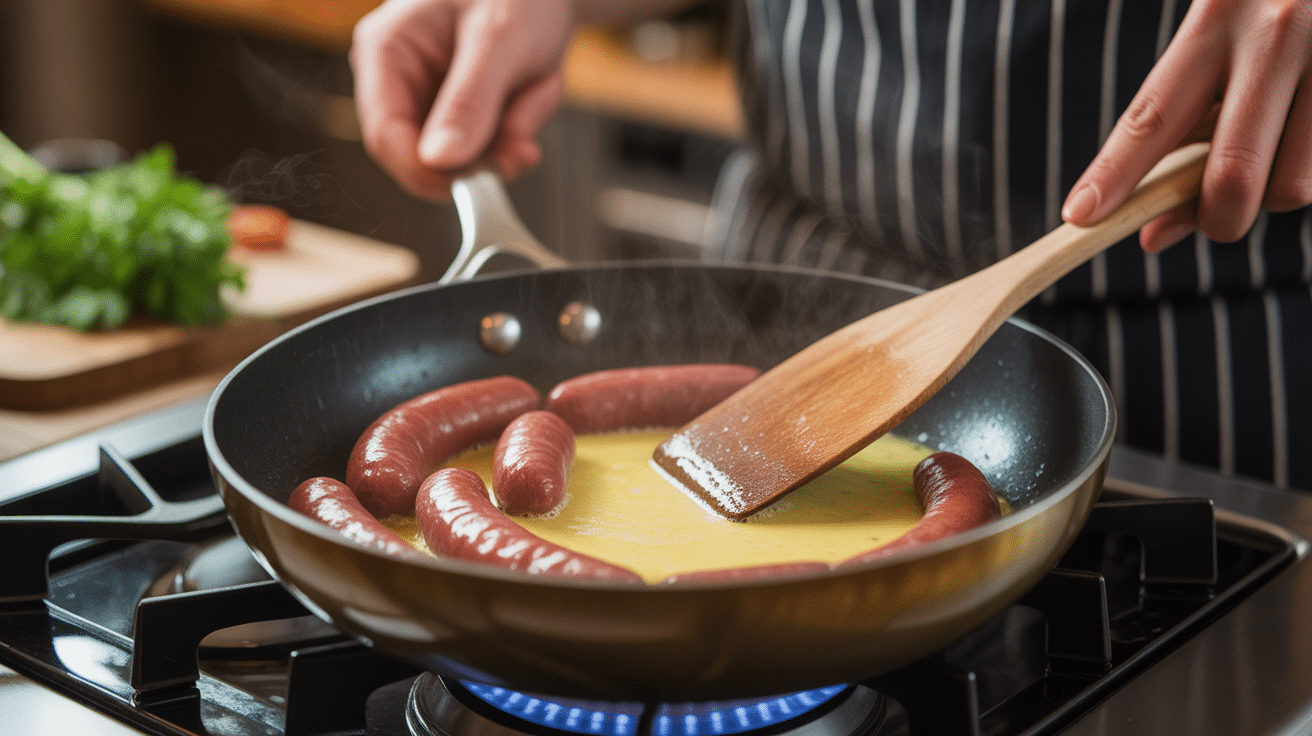 Recette pâte saucisse creme fraîche cuisson étape par étape