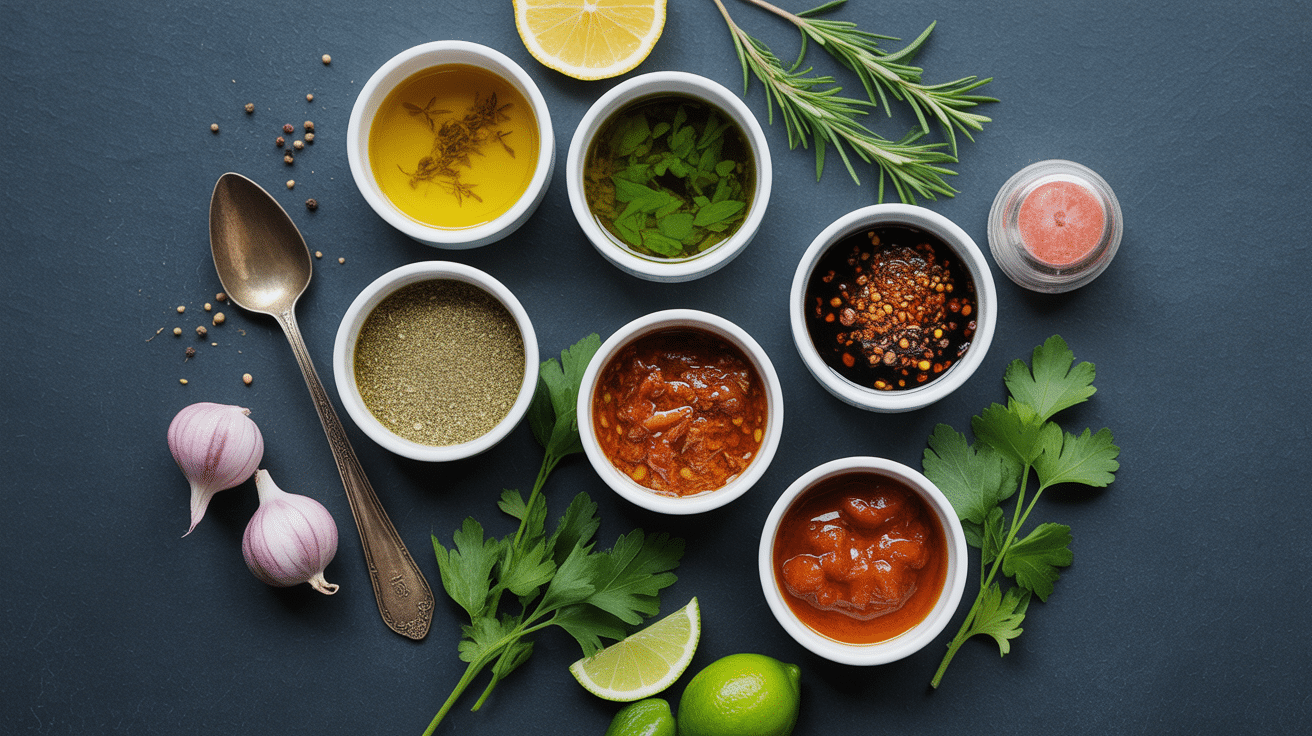 Marinades recettes de steak de thon bols épices herbes