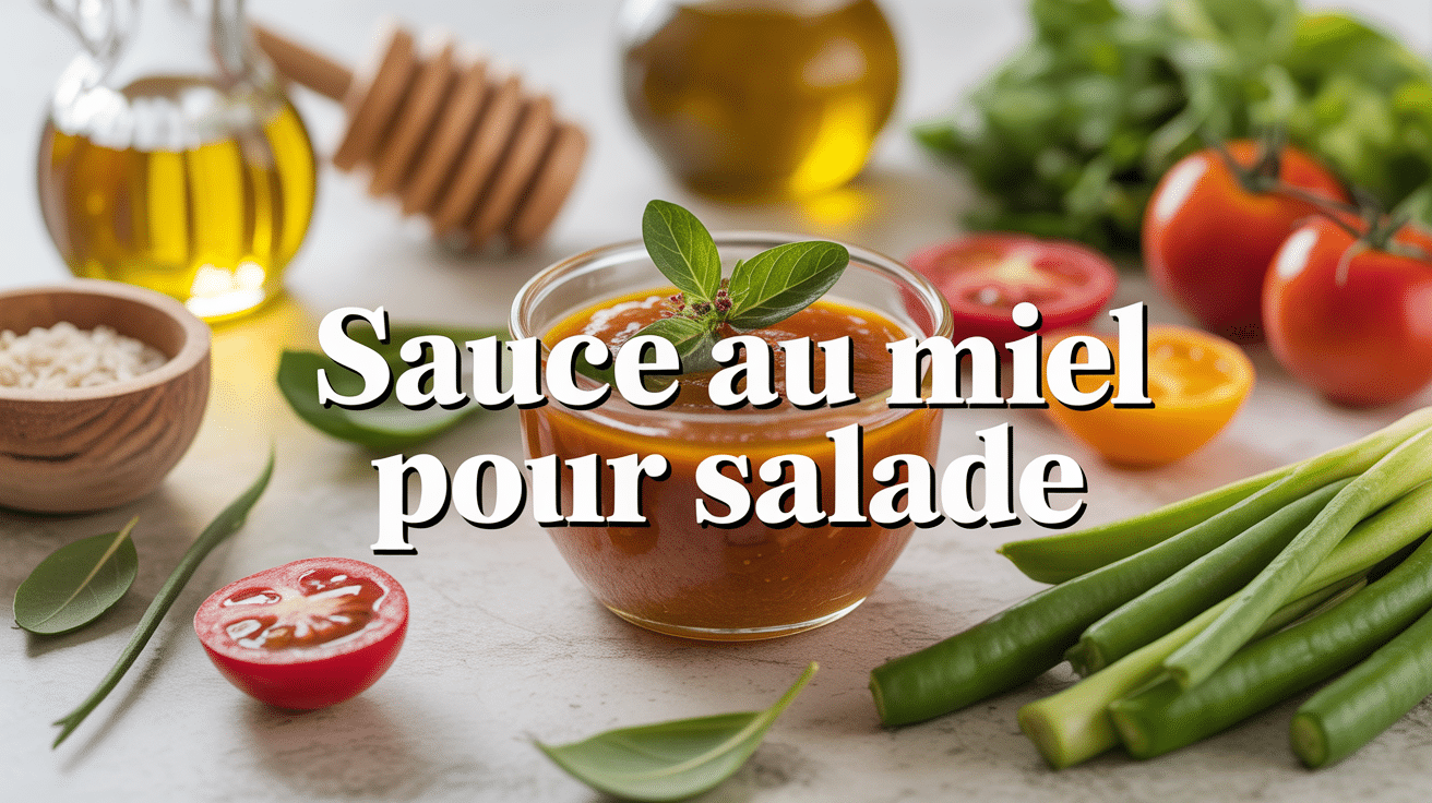 bol de sauce au miel pour salade avec legumes et ingredients
