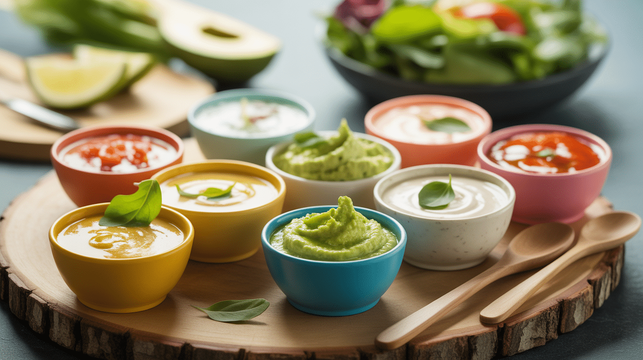 sauces sans huile pour salade bols assortis