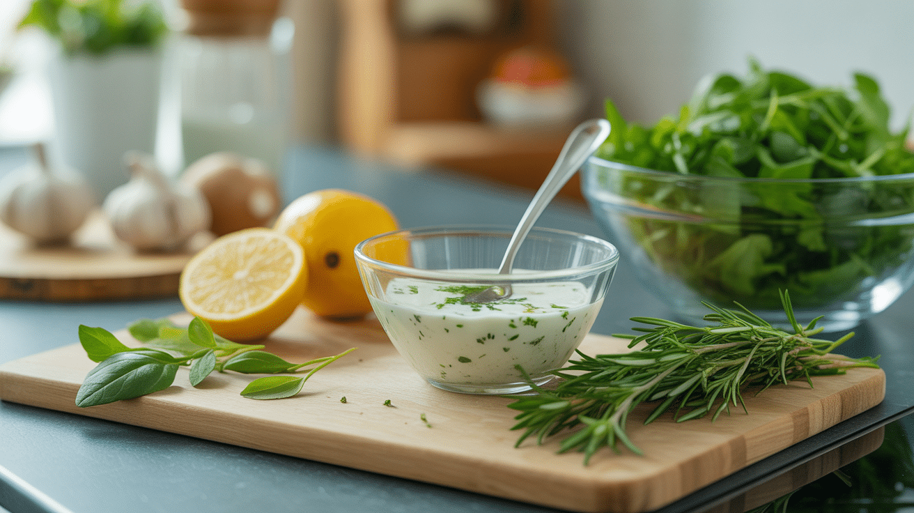 ingrédients sauce sans huile pour salade préparation