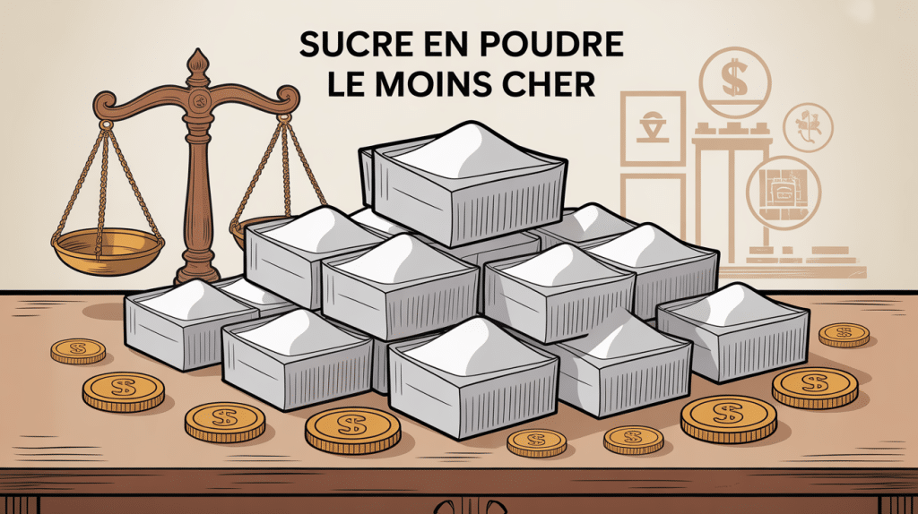 Visuel sucre en poudre le moins cher, paquets, pièces et balance