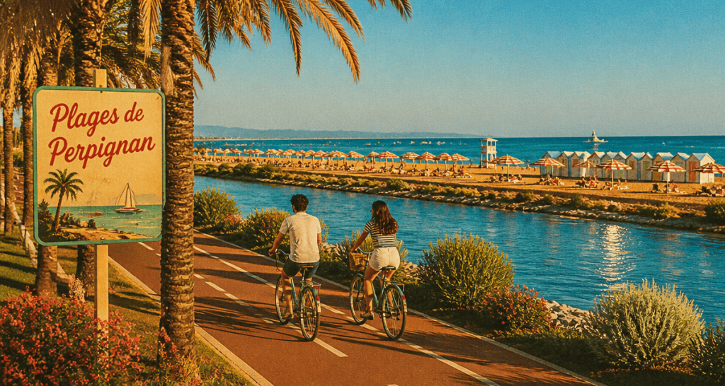 perpignan plage centre ville piste cyclable et mer