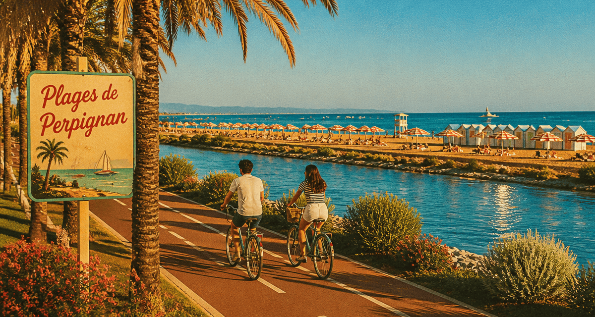 perpignan plage centre ville piste cyclable et mer