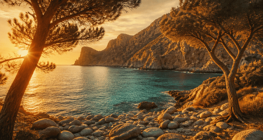 plage de la calade crique sauvage Toulon coucher de soleil