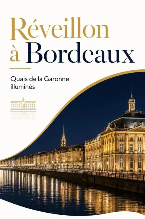 Ambiance festive du Nouvel An à Bordeaux sur les quais de la Garonne