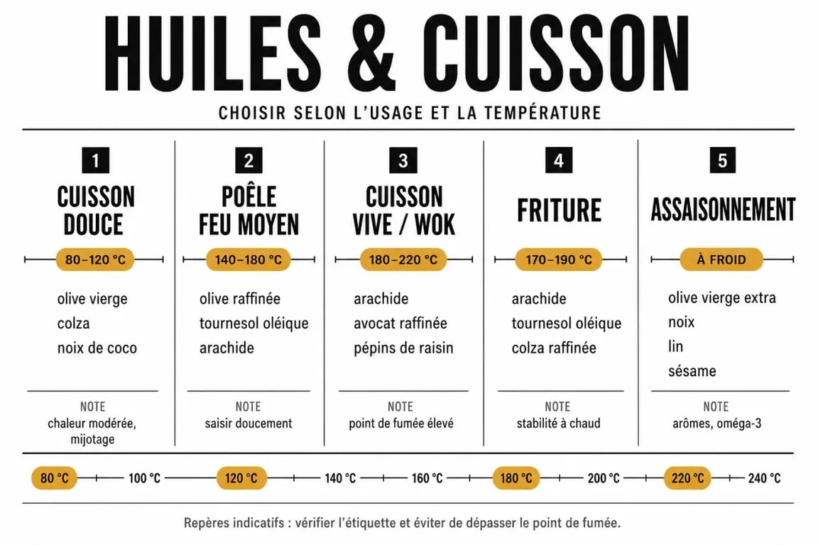 Quelle huile pour la cuisson : comparatif des températures et usages recommandés