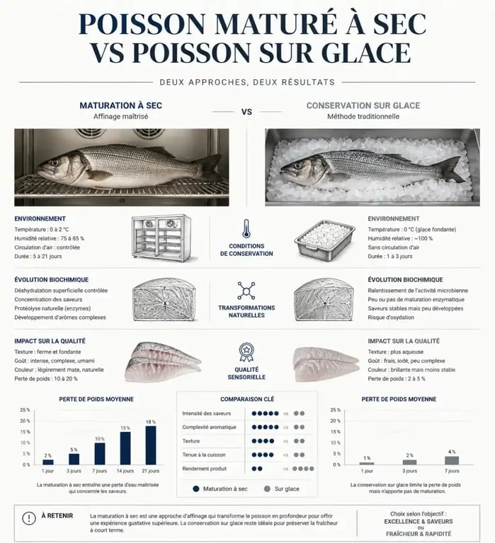 Comparatif entre poissonnerie traditionnelle et maturation à la Poissonnerie du Port Vannes