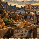 Fete de l oignon à Roscoff : tresses d’oignons sur les quais