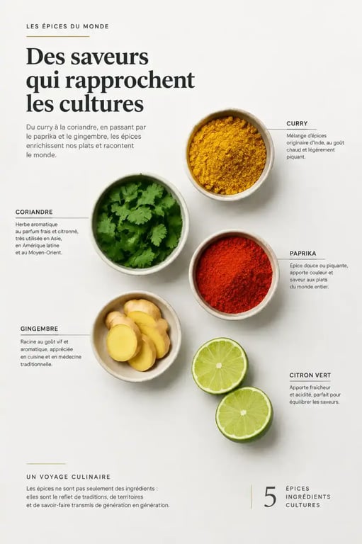 Ingrédients et épices du monde pour cuisiner les saveurs du monde à la maison