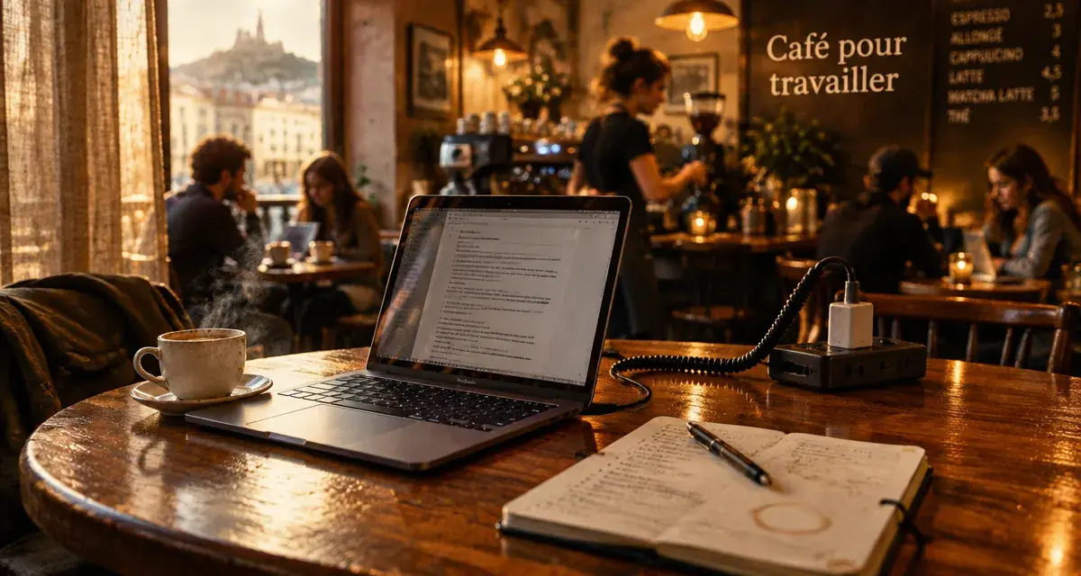 Café pour travailler Marseille : ordinateur et tasse